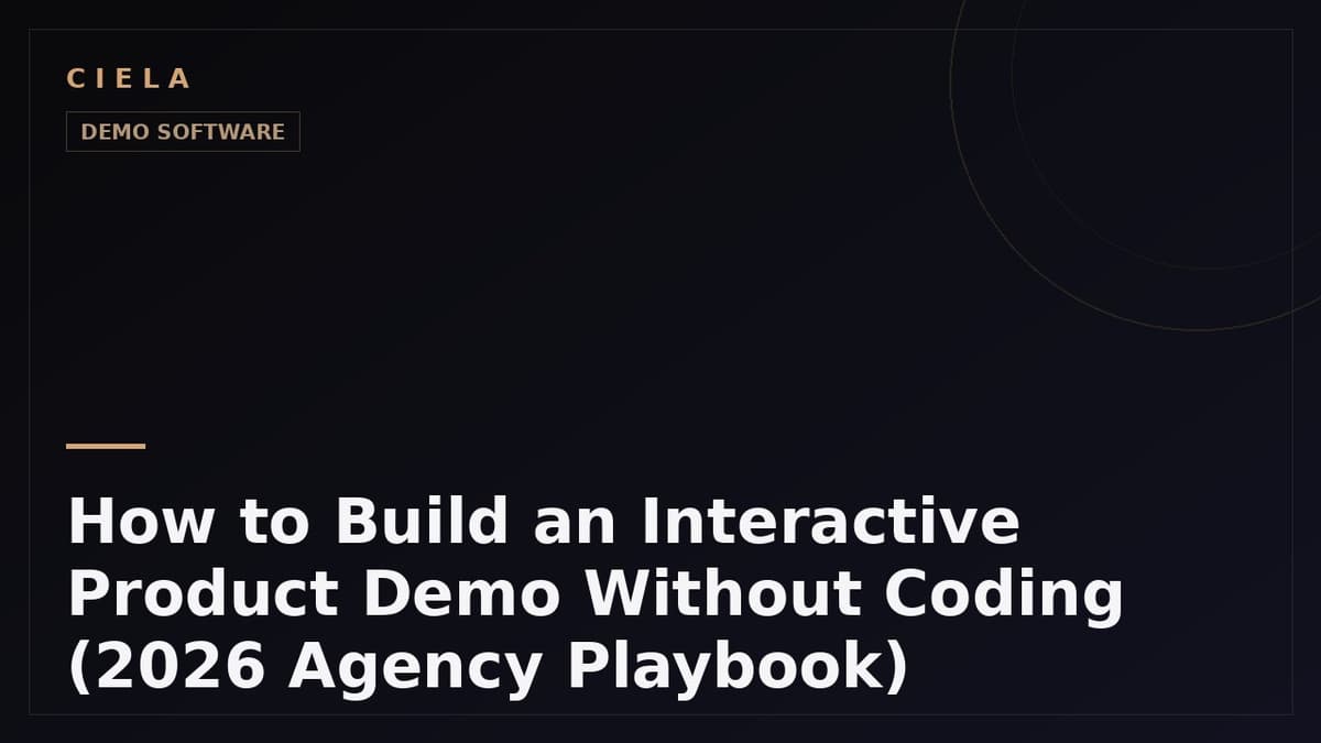 How to Build an Interactive Product Demo Without Coding (2026 Agency Playbook)