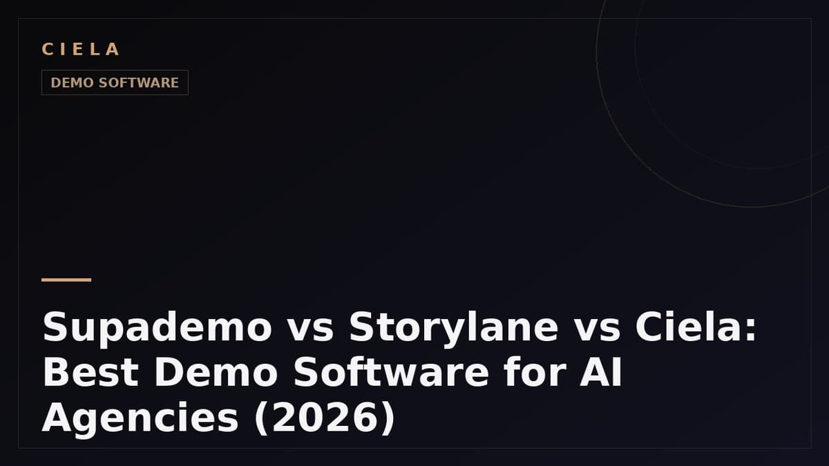 Supademo vs Storylane vs Ciela: Best Demo Software for AI Agencies (2026)